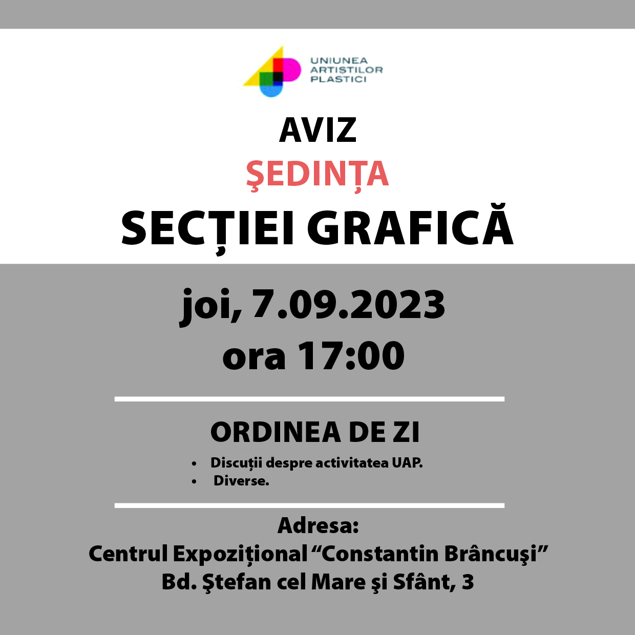 Aviz. Ședința secției Grafică  07.09.2023